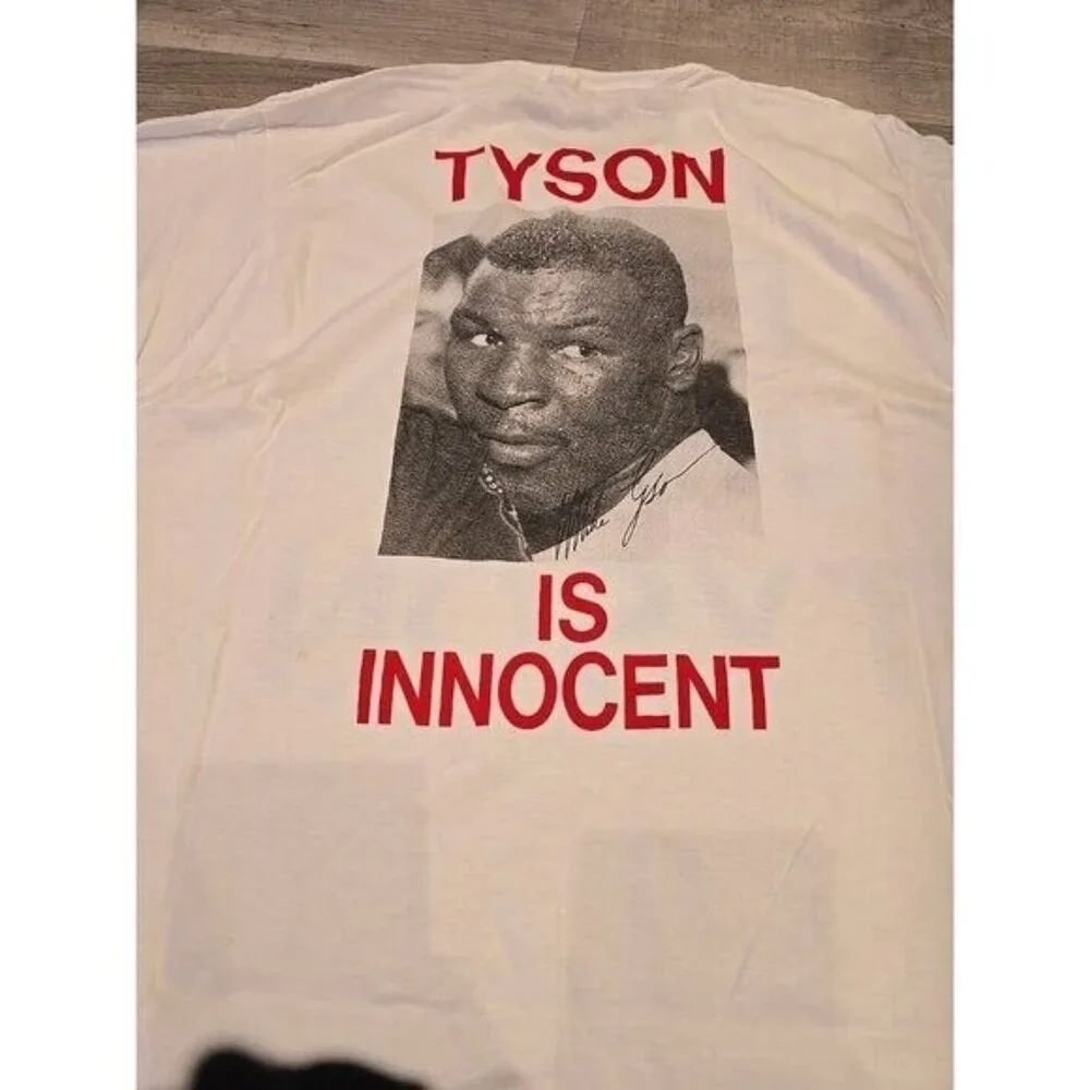 Free Mike Tyson T Shirt Is Innocent USA DeadStock BOXING Single Stitch Vintage - Picture 9 of 16